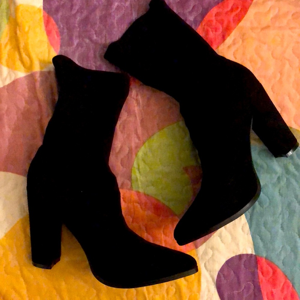 Faux suede sock boots